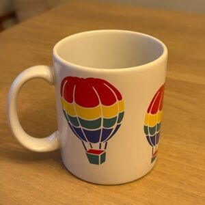 Vintage 80s/9os Mug Rainbow Hot Air Balloons Coffee Cup Pop Retro FTD Pick Me Up
